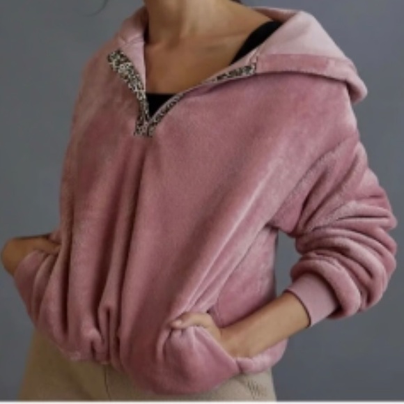 NWT Anthropologie Sunday in Brooklyn pink and leopard pullover size Large - Picture 1 of 4